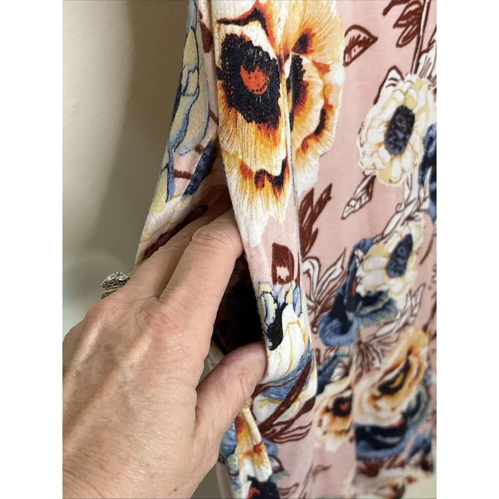 24/7 Maurices Floral Midi Dress M Pink Floral Cottage-core Boho Festival Casual - Picture 3 of 10